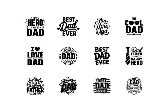 Best Dad Typography Quote Bundle: Graphics for Crafts & Branding