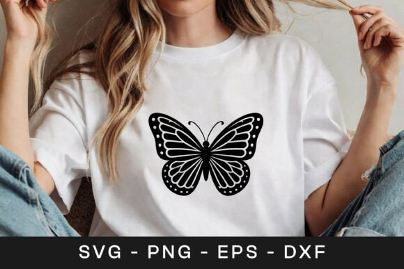 Bold Butterfly Silhouette SVG PNG Black Graphics for Crafts
