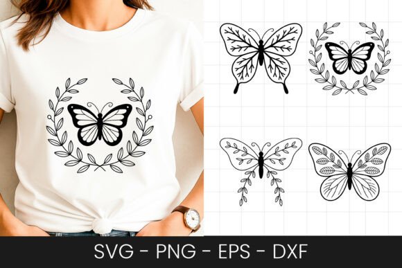 Butterfly Wreath Floral Design SVG PNG for Crafts & Graphics
