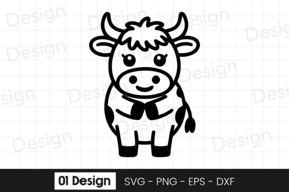Cute Baby Cow Standing Cartoon SVG PNG