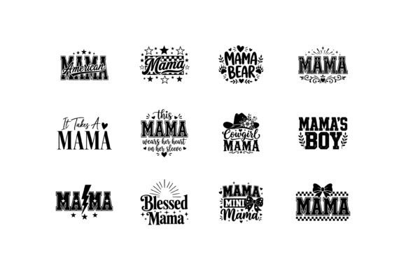 Mama Typography Quote Design Bundle: Graphics for Crafts