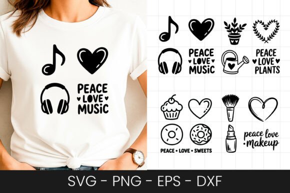 Peace Love Music Headphones SVG Graphics for Crafts