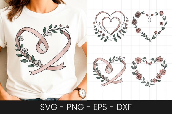 Romantic Ribbon Heart Love Design SVG