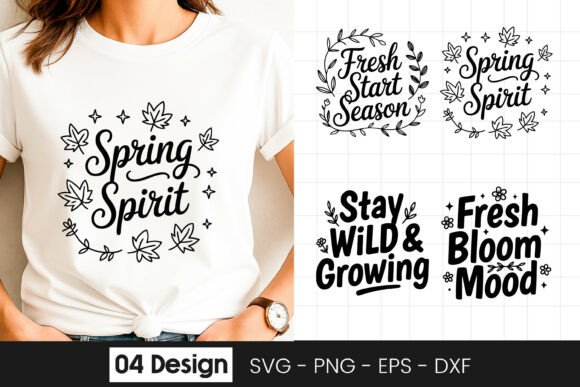 Spring Spirit Floral Positive SVG PNG Graphics for Crafts