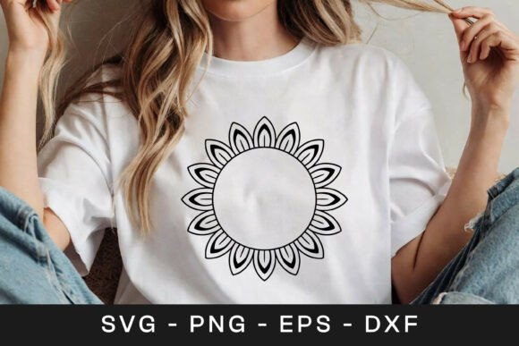 Sunflower Outline Mandala Floral SVG PNG: Graphics for Crafts